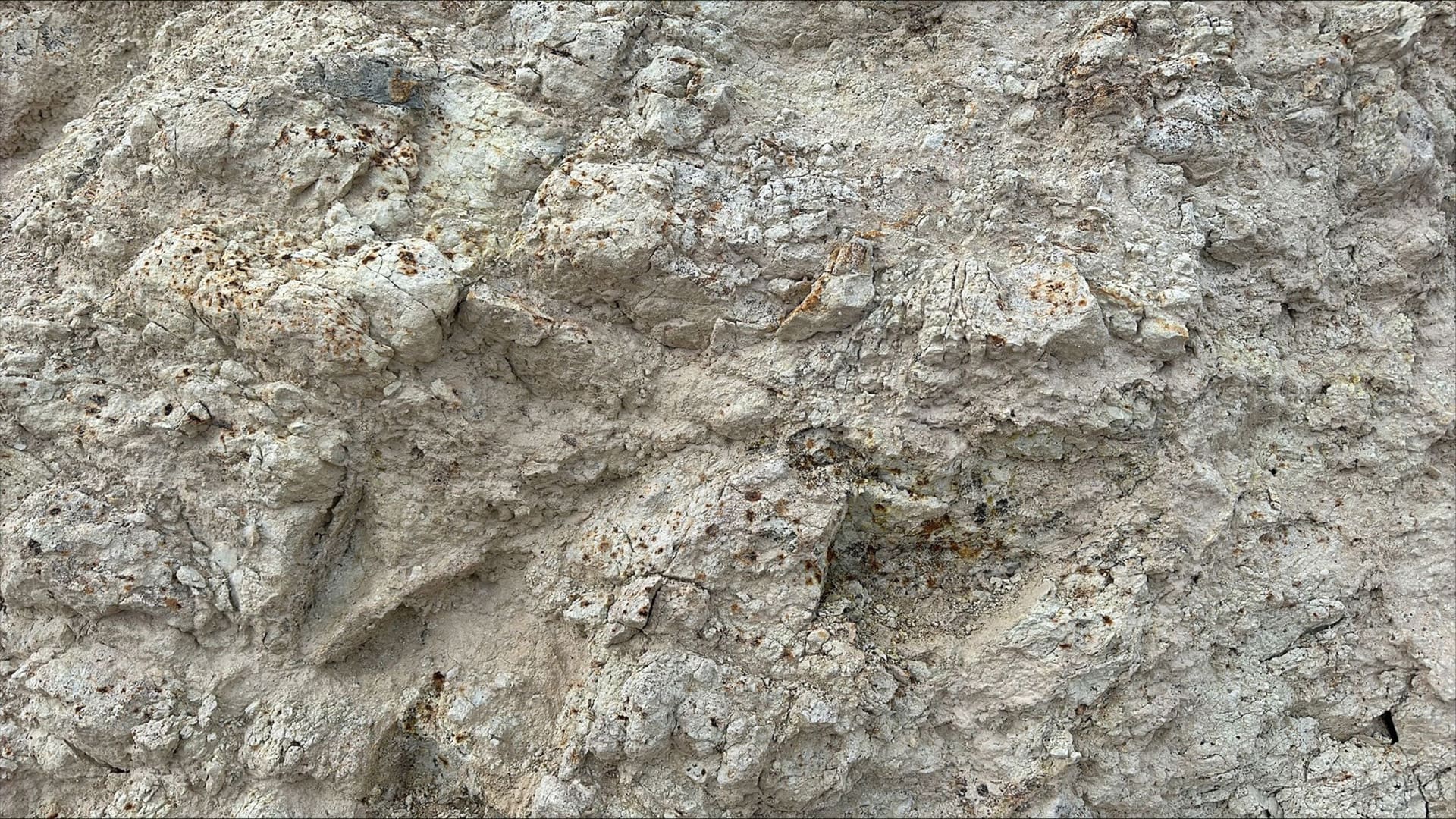 Disseminated clots of copper sulfide in clay-altered volcanic rock at Kay Mine, southern periphery of system 1,000m south of East Zone