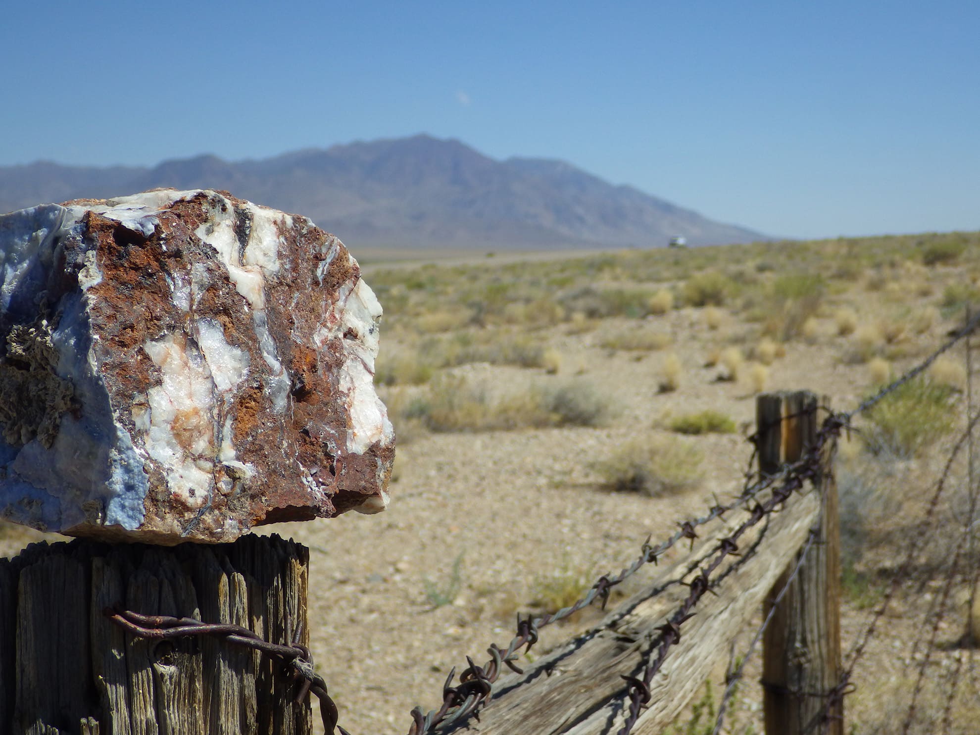 Highway 95 near the eastern perimeter of the New Boston property