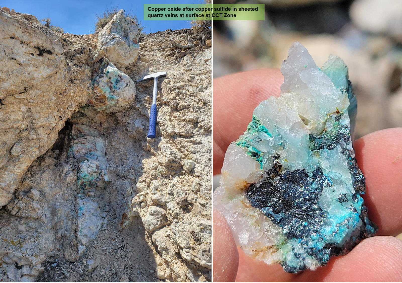 Copper Oxide in Sheeted Veins at Surface at CCT Zone