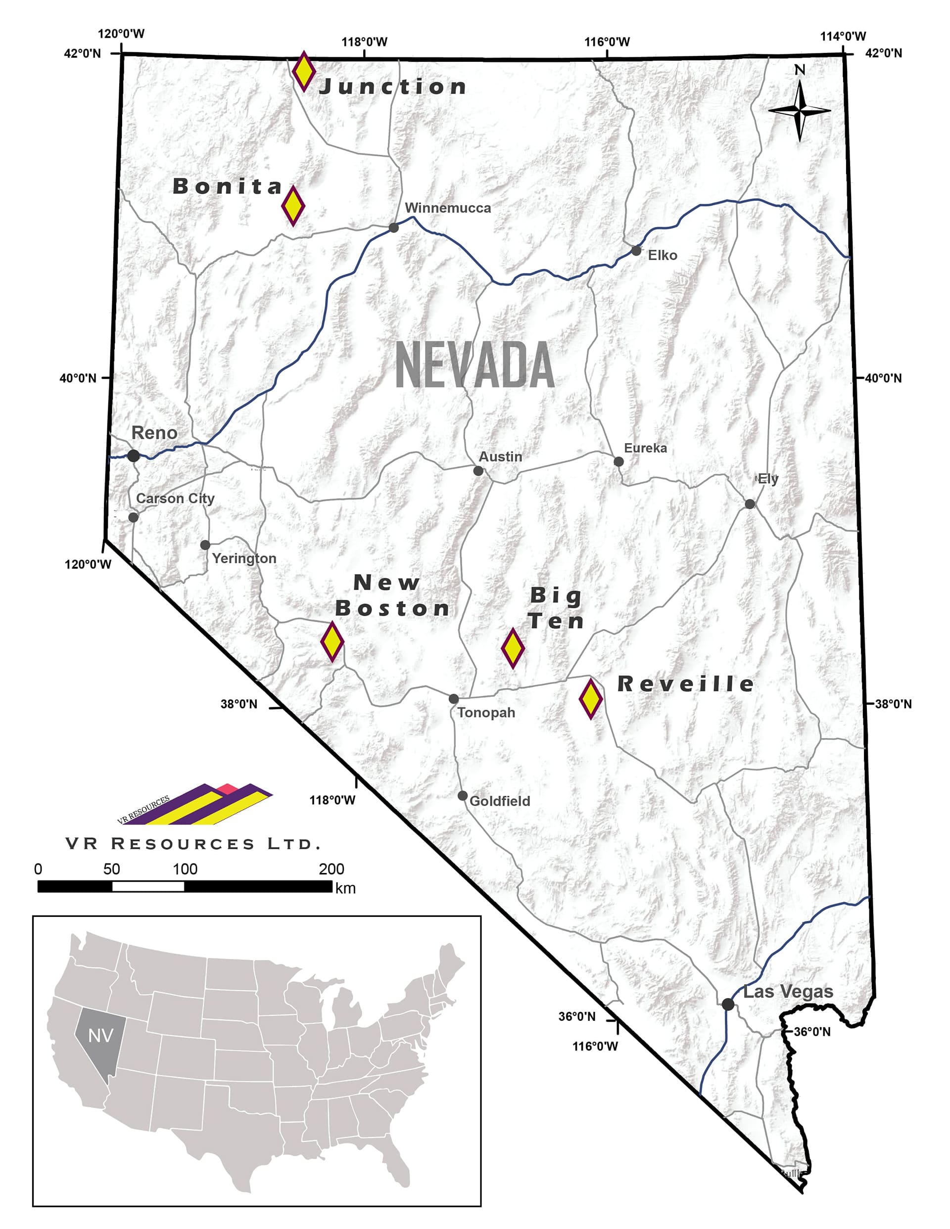 VR Property Portfolio map for Nevada