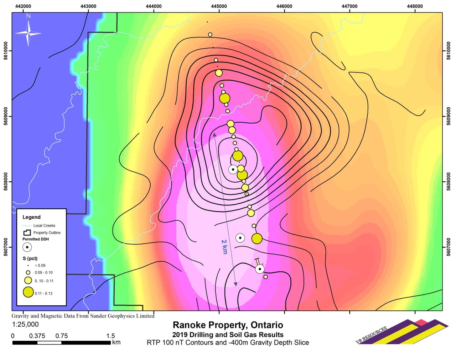 Drill holes on integrated gravity - magnetic anomaly